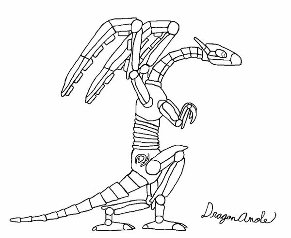Robot dragon lineart by dragonanole on