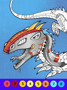 Dino robot coloring by numbers game for android