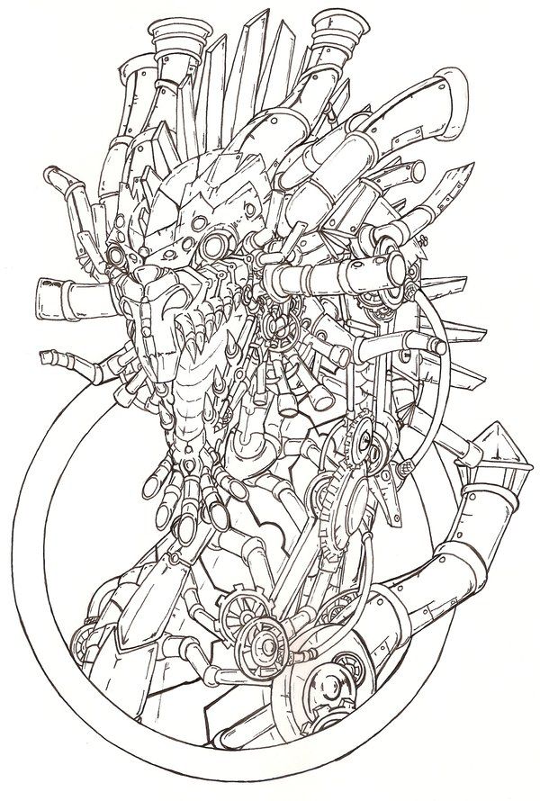 Dragon mechabeast steampunk by fachhillis on deviantart steampunk dragon coloring pages coloring book art
