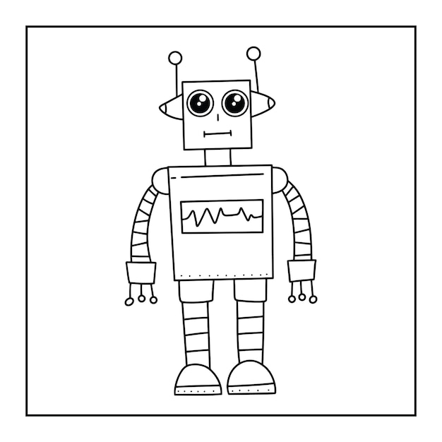 Premium vector cute printable robot coloring pages for kids