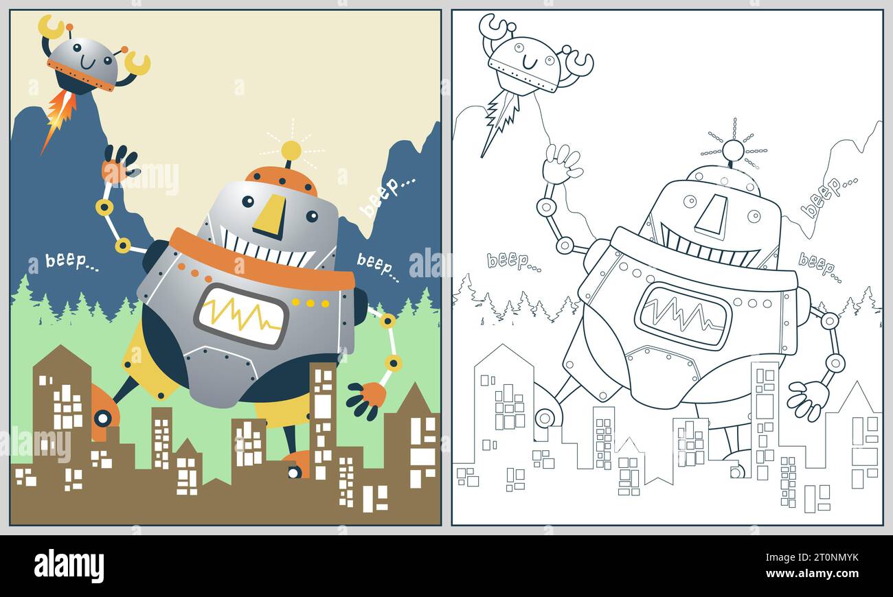 Monster robot coloring page for kids stock vector image art