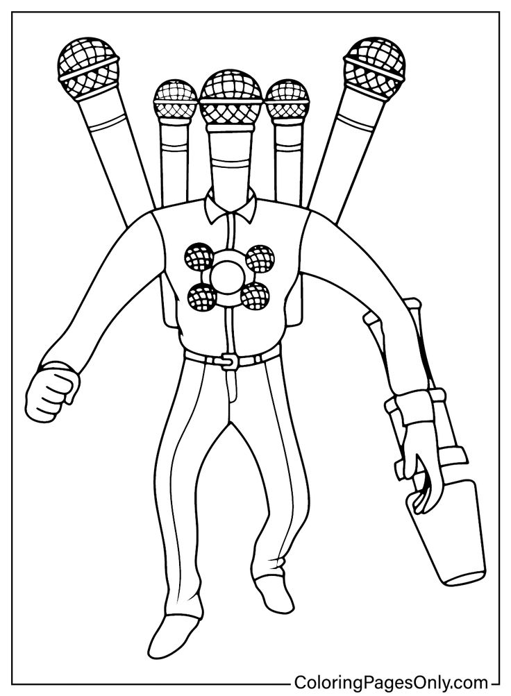 Microphone mecha boss coloring pages