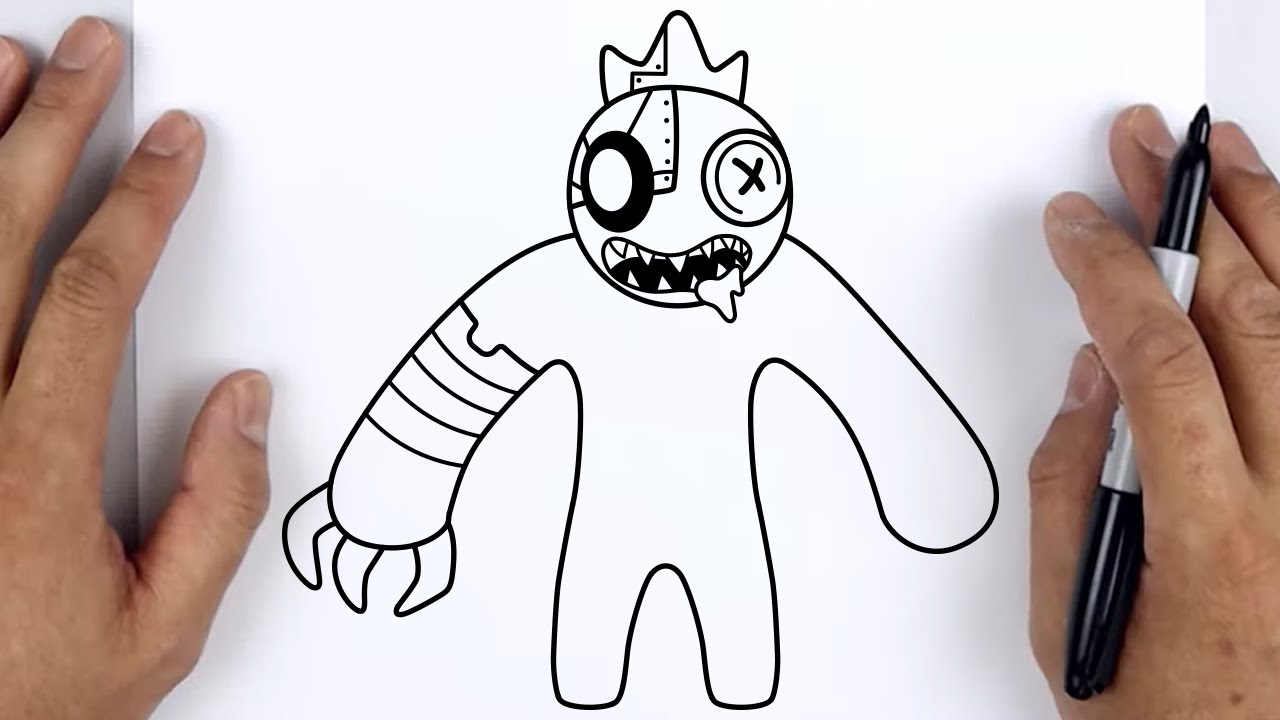 How to draw robot blue blues dark secret rainbow friends roblox characters