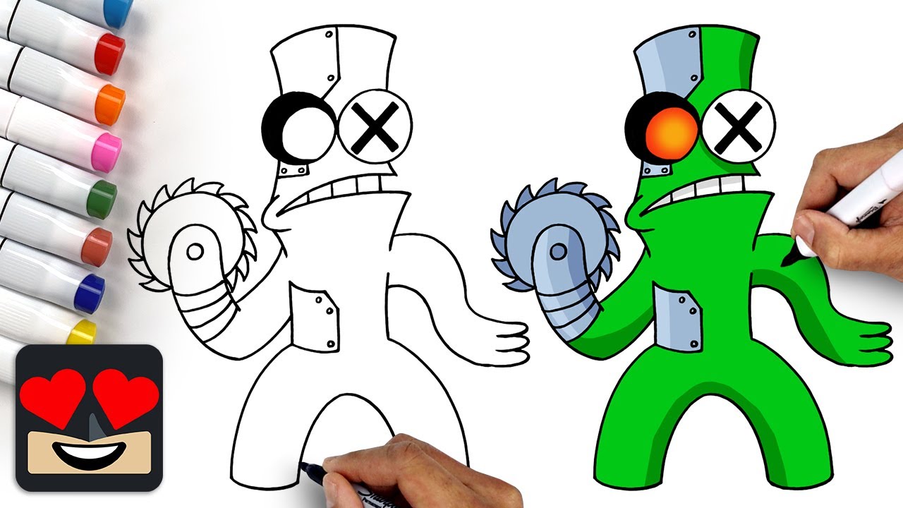 How to draw rainbow friends ð cyborg green