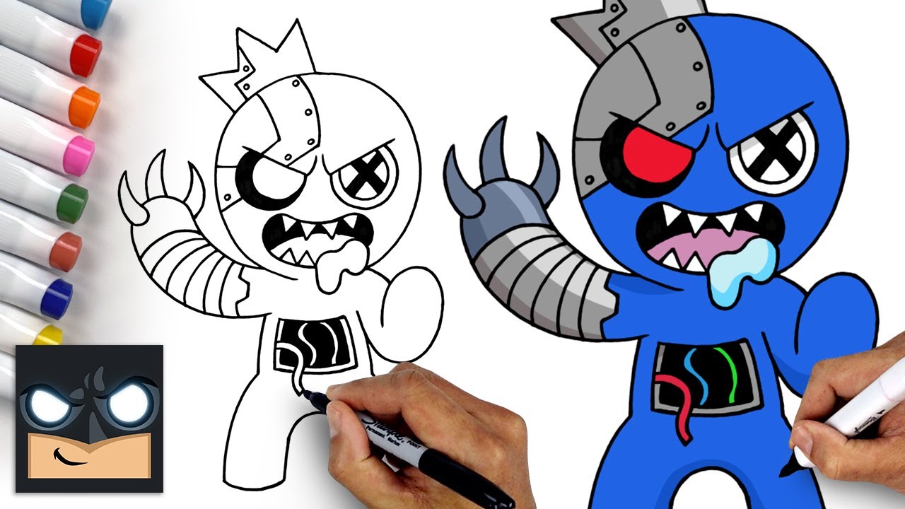Rainbow friends ð how to draw cyborg blue