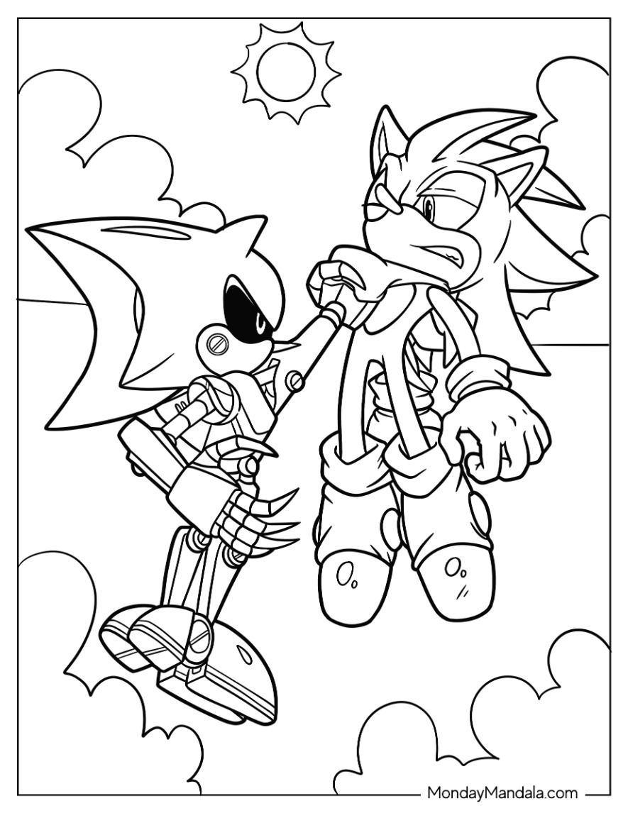 Metal sonic coloring pages free pdf printables