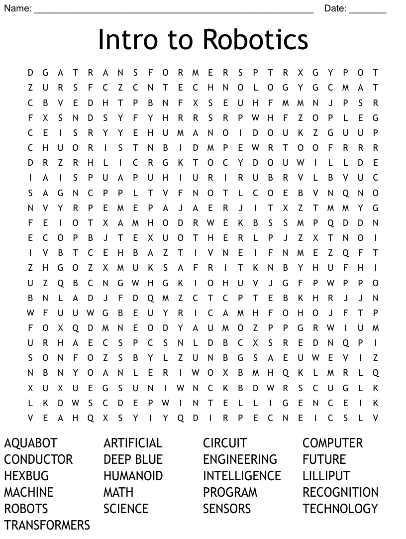Intro to robotics word search