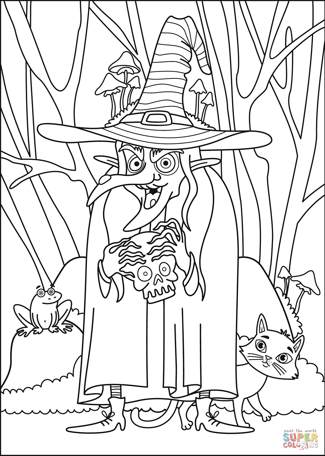 Witch coloring page free printable coloring pages