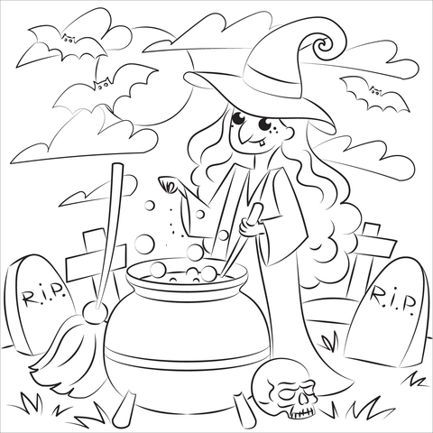 Witch coloring page free printable coloring pages