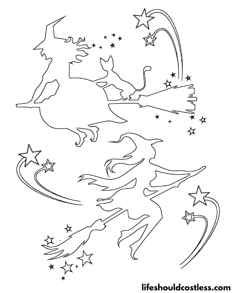 Witch coloring pages free printable pdf templates
