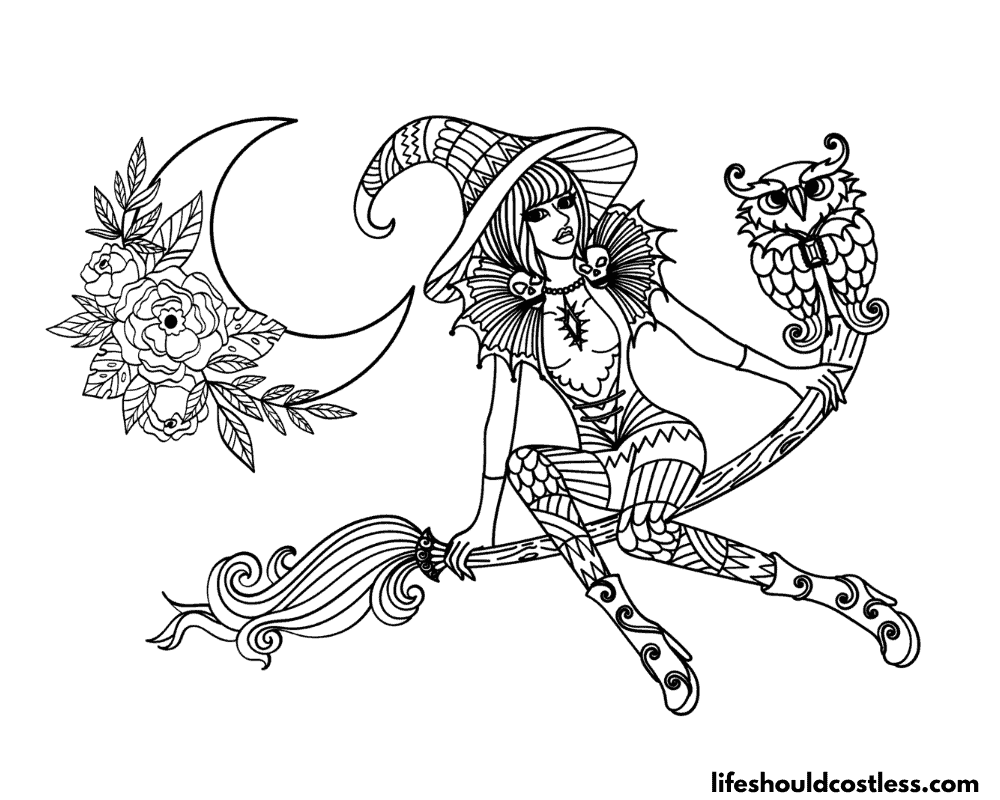 Witch coloring pages free printable pdf templates