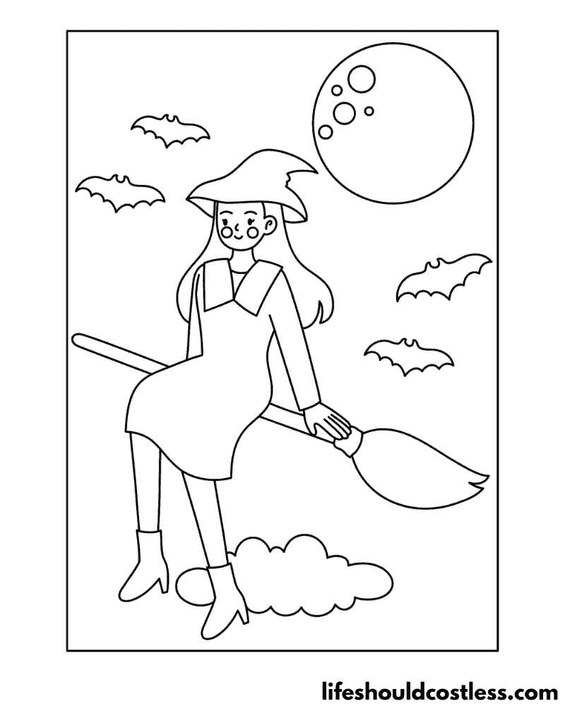 Witch coloring pages free printable pdf templates