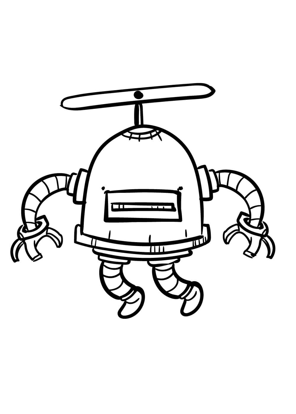Drawing robot flying coloring page