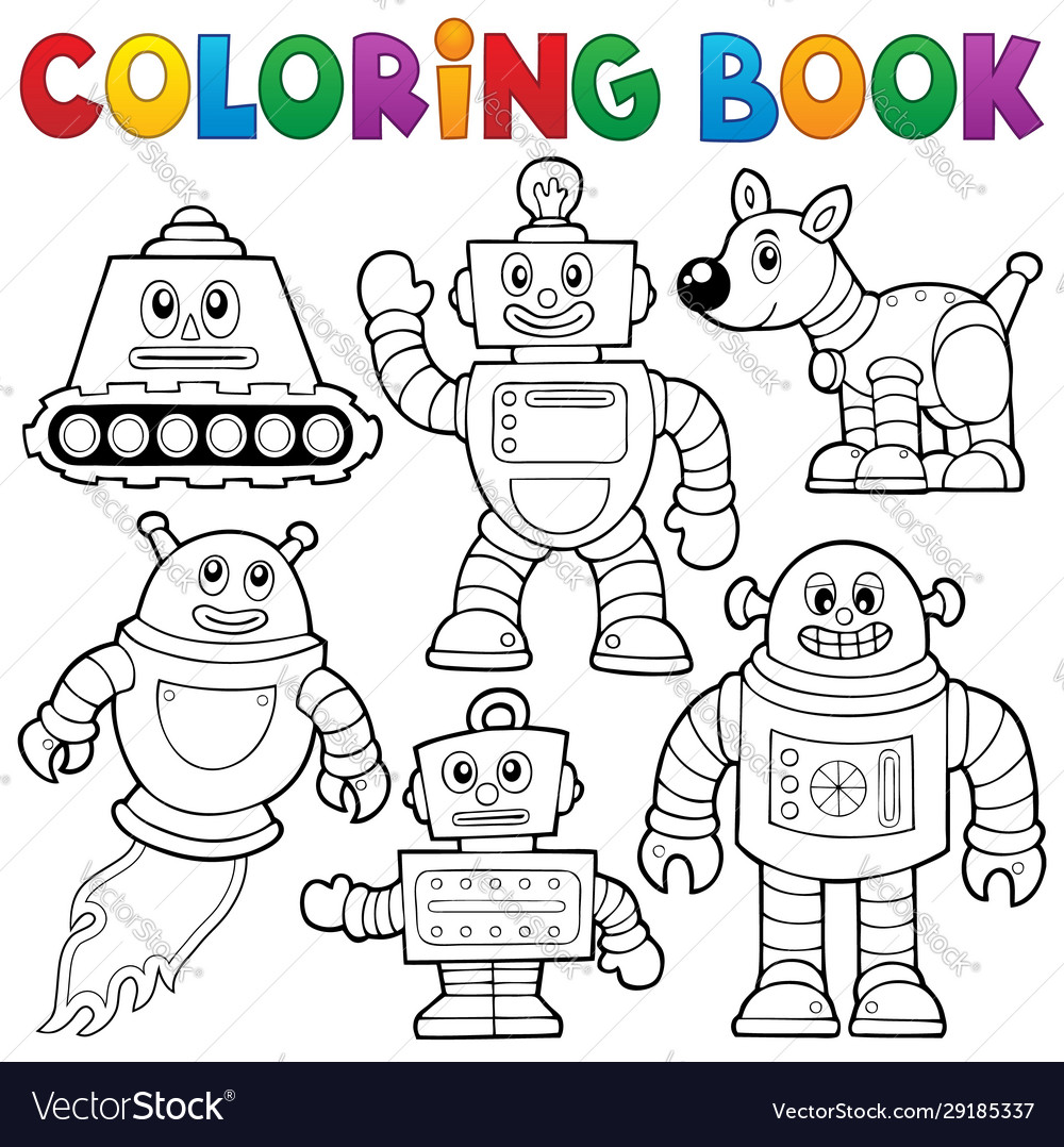 Coloring book robot collection royalty free vector image