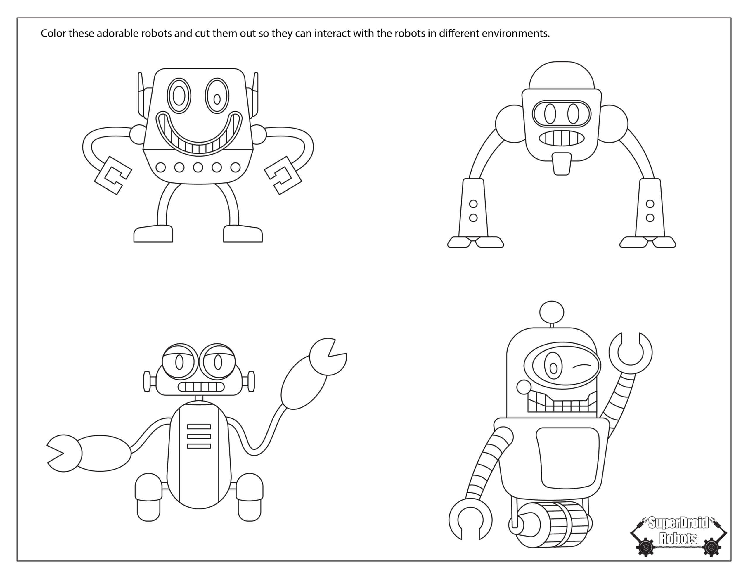 Fun robot coloring pages superdroid robots inspection robots tactical robots custom robots