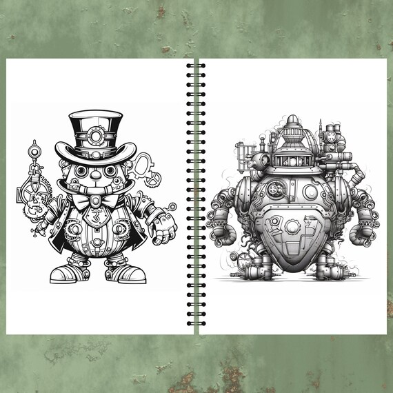 Steampunk robot activity book maze games word search games robot coloring page steampunk coloring steampunk robot birthday party