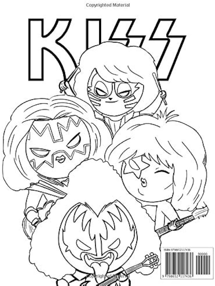Kiss coloring book kiss adult coloring book gene simmons and pl stanley glam rock and heavy metal inspired adult coloring book