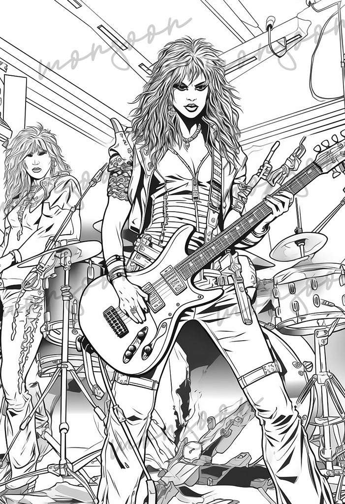 Heavy metal grayscale coloring book for adults printbook â monsoon publishing usa