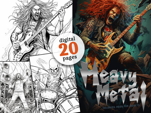 Heavy metal grayscale coloring book digital â monsoon publishing usa