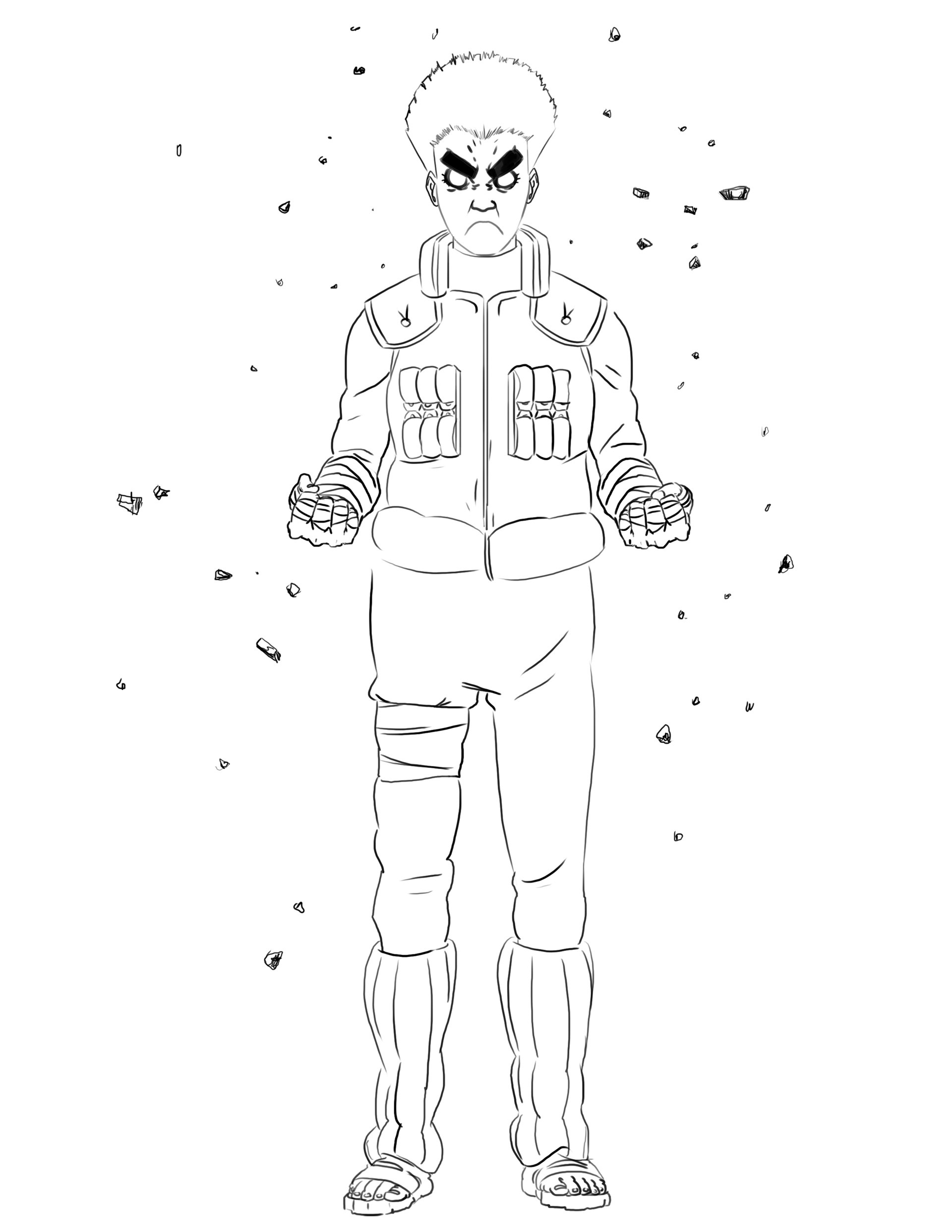 Power of rock lee coloring page