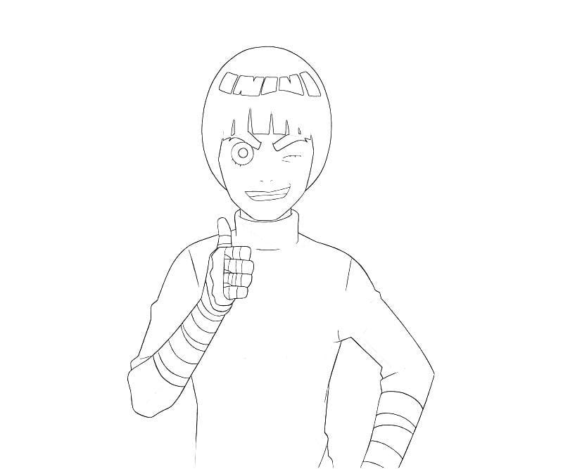 Happy rock lee coloring page