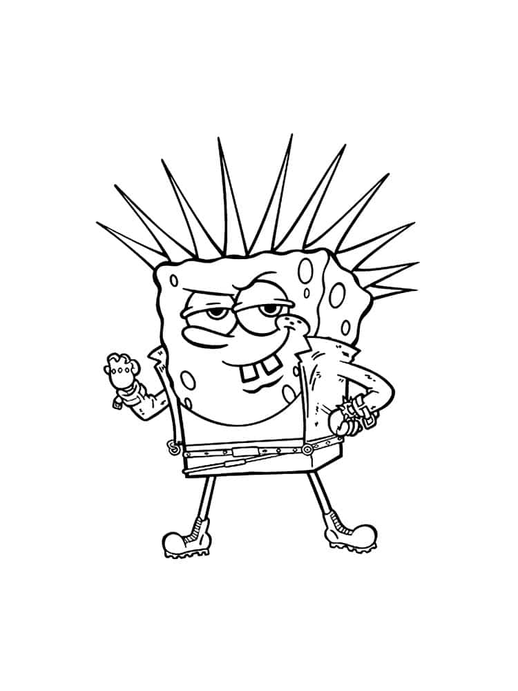 Sponge bob being a rock star coloring page