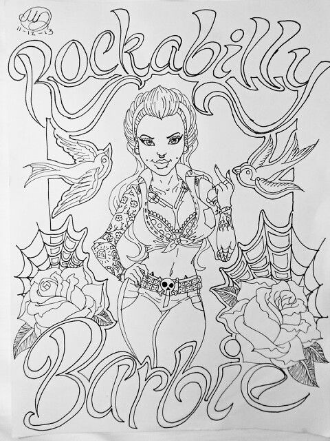 Rockabilly barbie coloring book art coloring pages nature super mario coloring pages