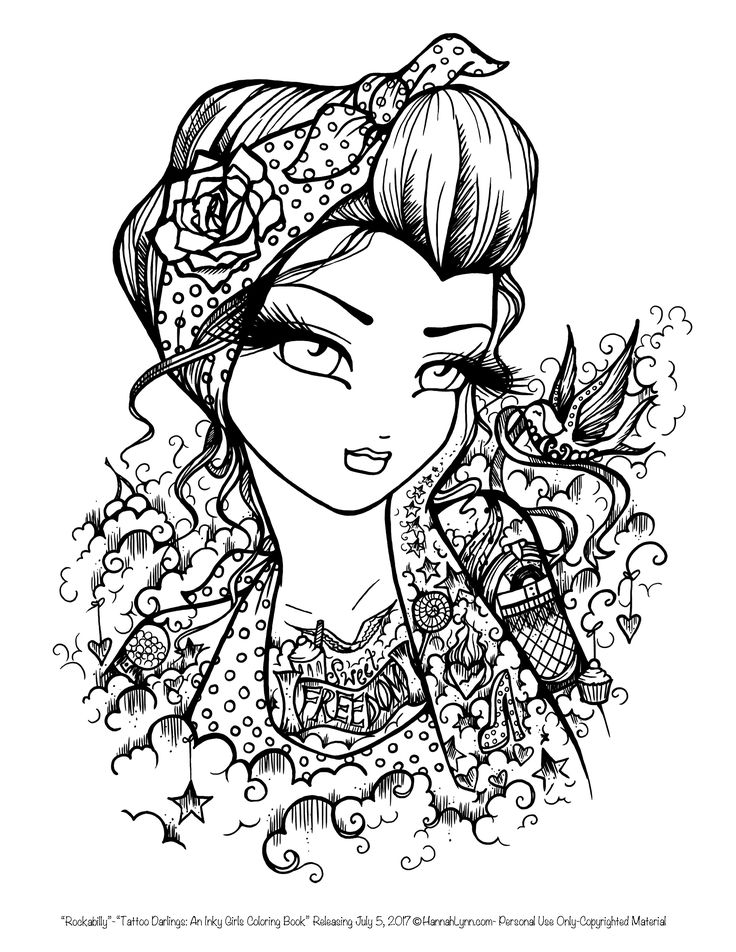Tattoo darlings an inky girls coloring book coloring pages for girls coloring book art coloring pages