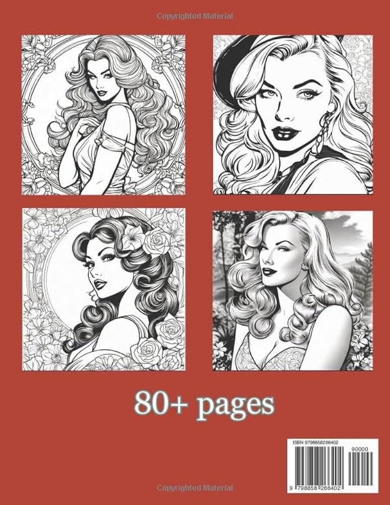 Pin up girl coloring book glamorous vintage pin up girl coloring book for adults roeder autumn books
