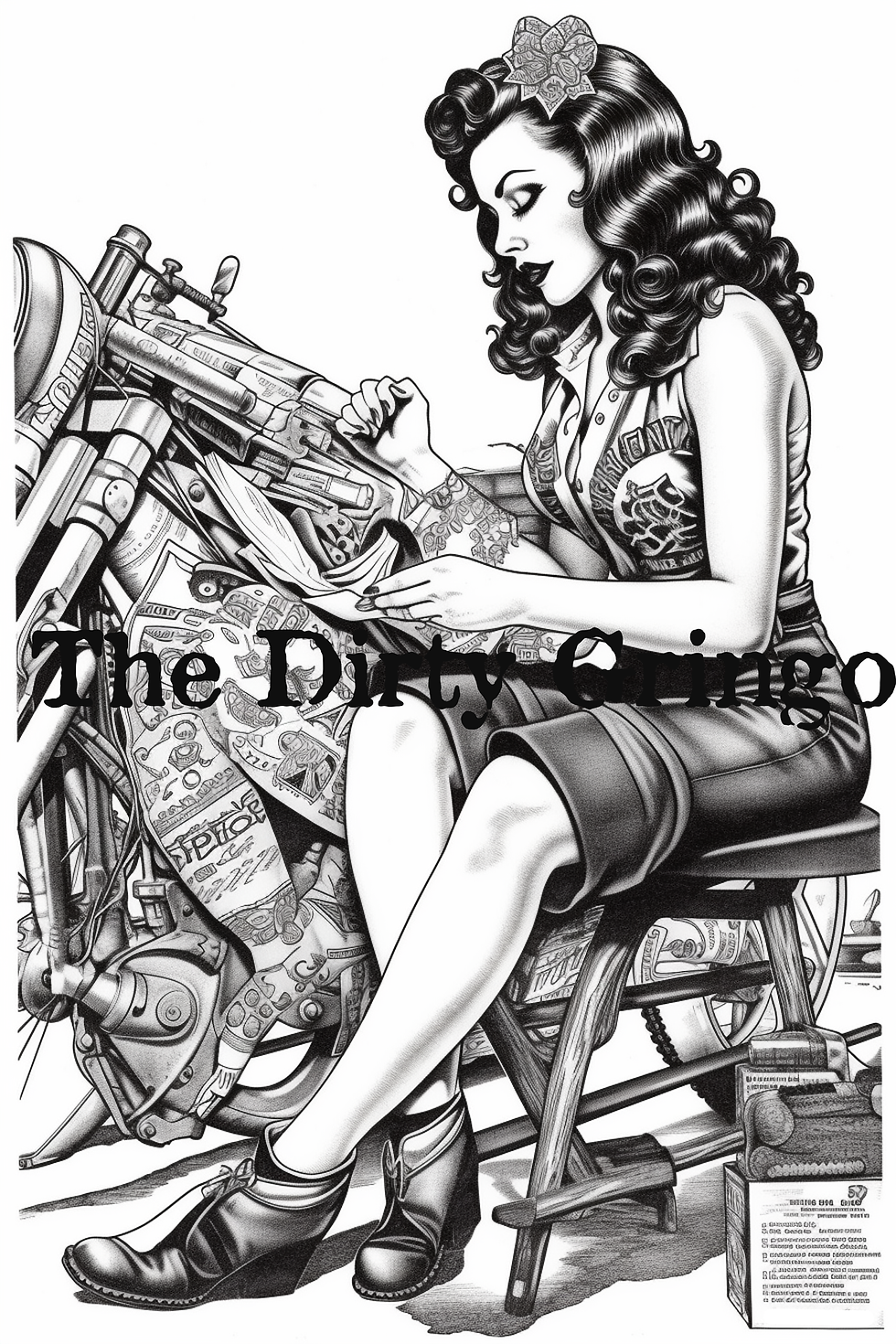 Pinup girls and motorcycles pack coloring pages volume nine the dirty gringo