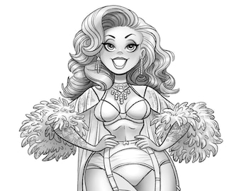 Burlesque mercedes printable adult coloring page instant download