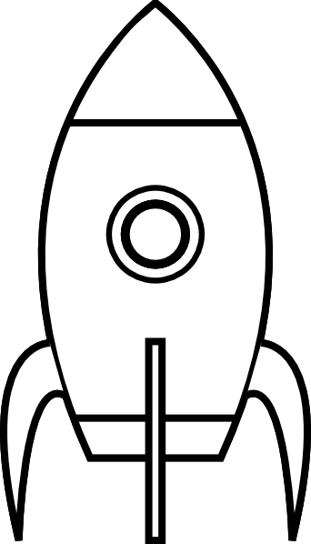 Black and white rocket clip art at
