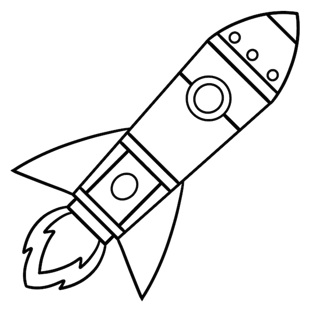 Premium vector rocket ship isolated coloring page for kids