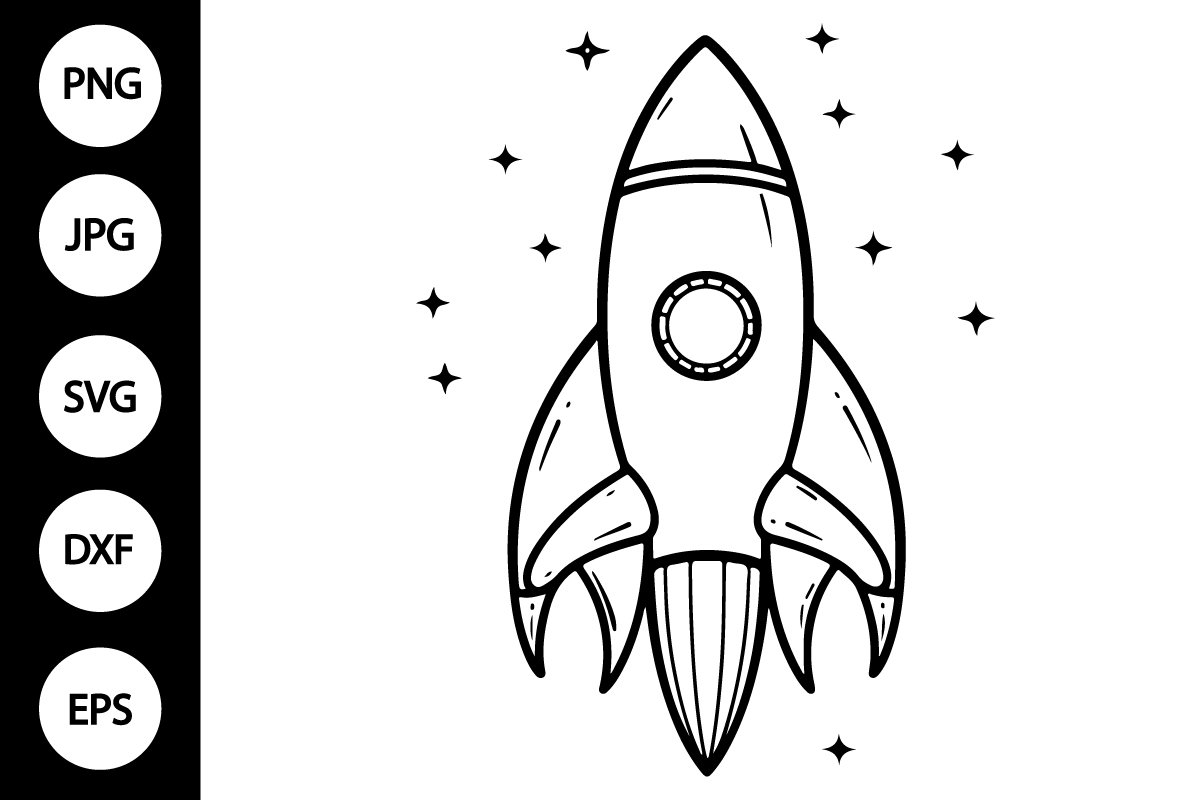 Outline rocket svg coloring page