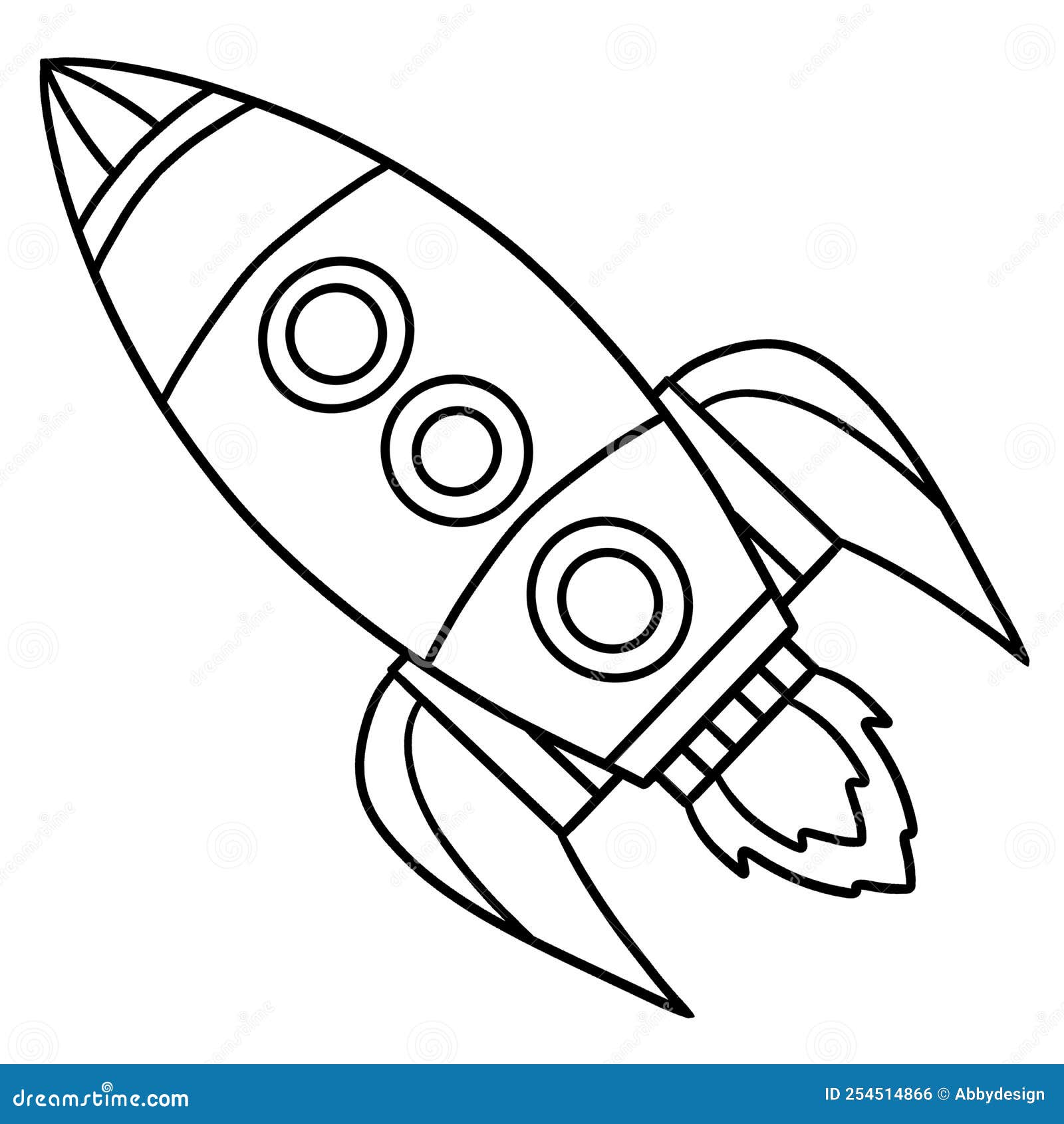 Rocket ship isolated coloring page for kids stock vector