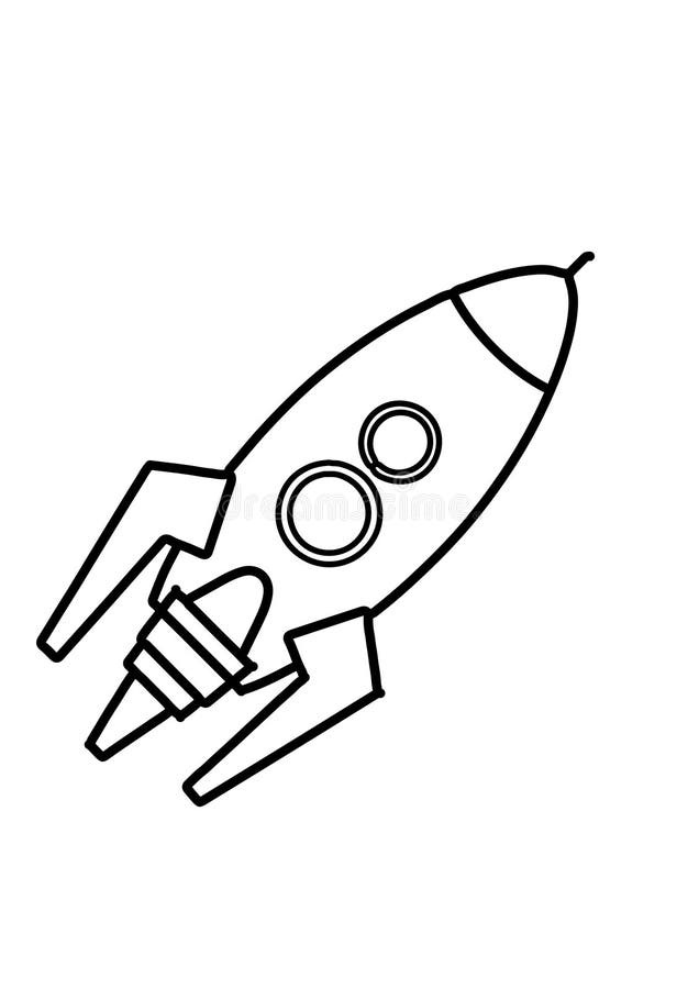 Rocket toys black and white lineart drawing illustration hand drawn coloring pages lineart illustration in black and white stock illustration