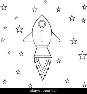 Cartoon vector illustration of a rocket coloring book stock vector image art