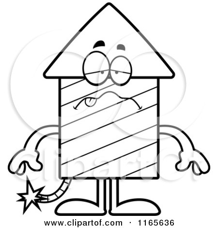 Cartoon clipart of a sick rocket firework mascot