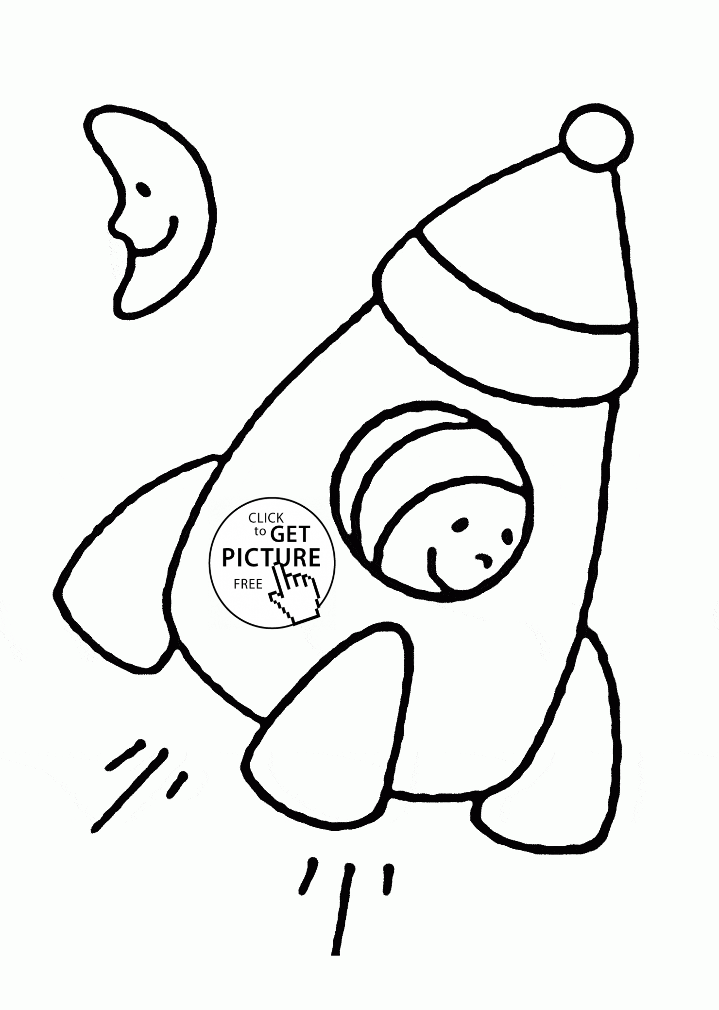 Fun and free rocket coloring page for toddlers