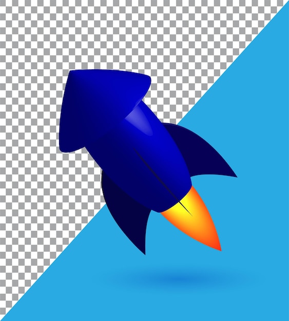Premium vector blue rocket with gas fire d vector illustration icon
