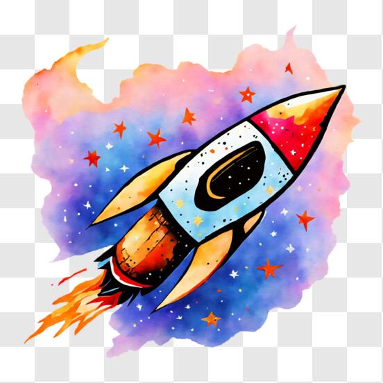 Download colorful rocket ship artwork for space