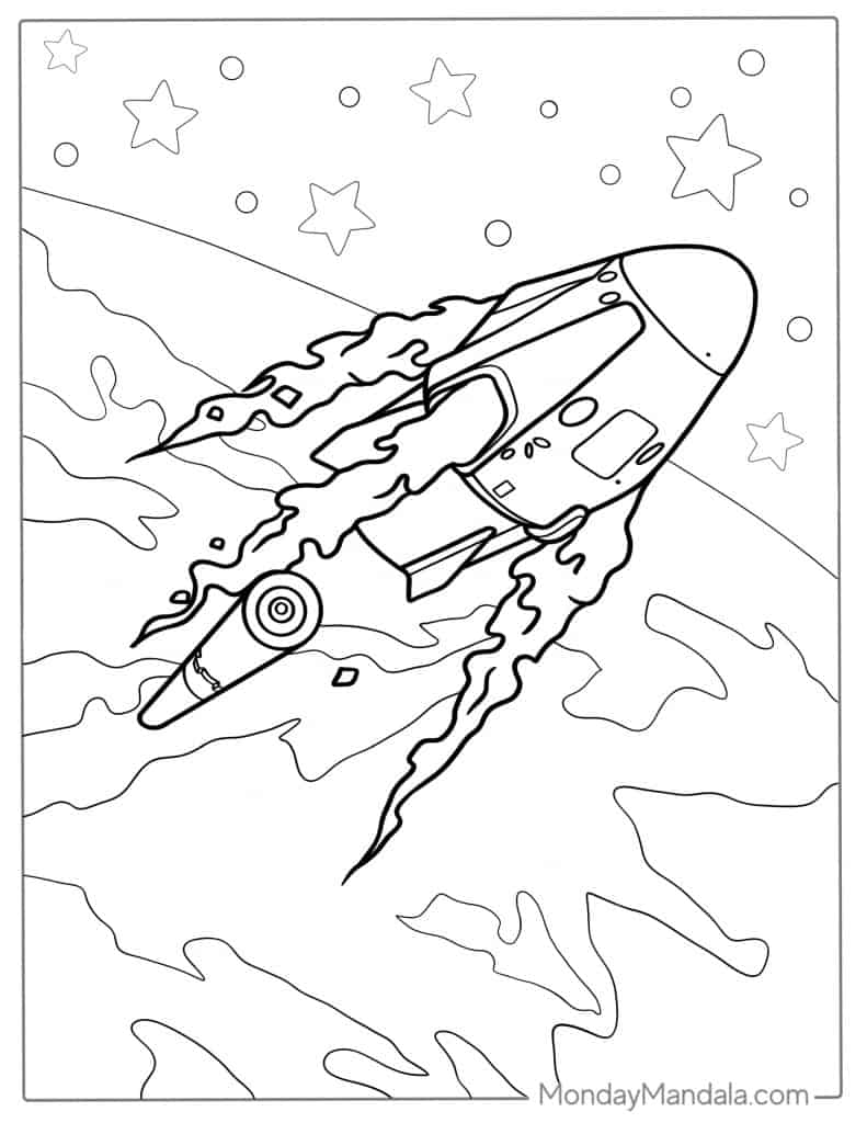 Rocket coloring pages free pdf printables