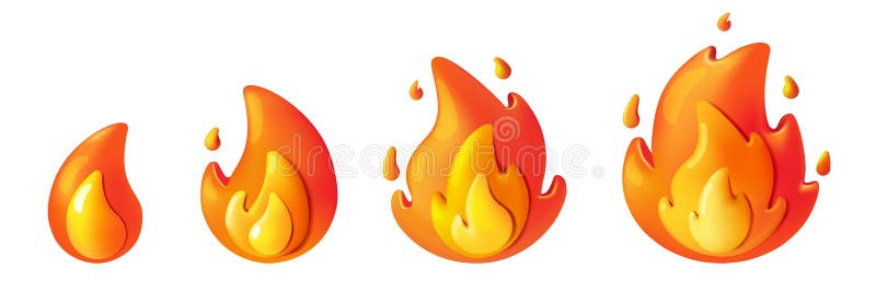 D flame fire emoji red yellow elements icons of hot gas torch light orange smoke or magic energy sign explosion stock vector