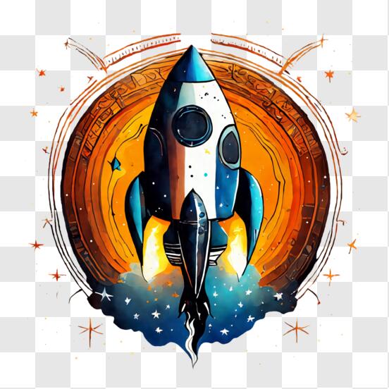 Download rocket ship in space with stars png online