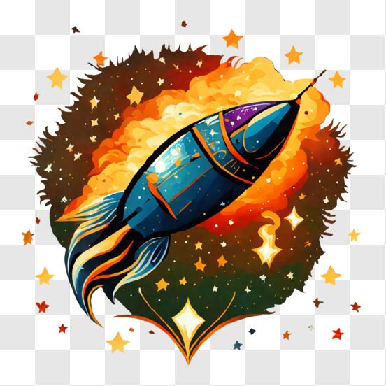Download illustration of rocket ship in space png online