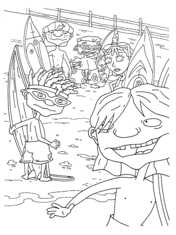 Rocket power surfing coloring page free printable coloring pages