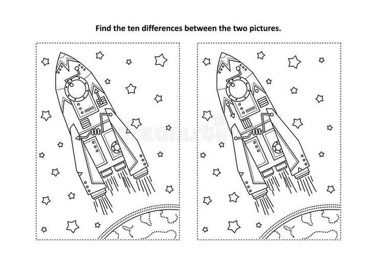 Find the differences visual puzzle and coloring page with rocket or spaceship s sponsored sponsored spoâ picture puzzles space exploration coloring pages