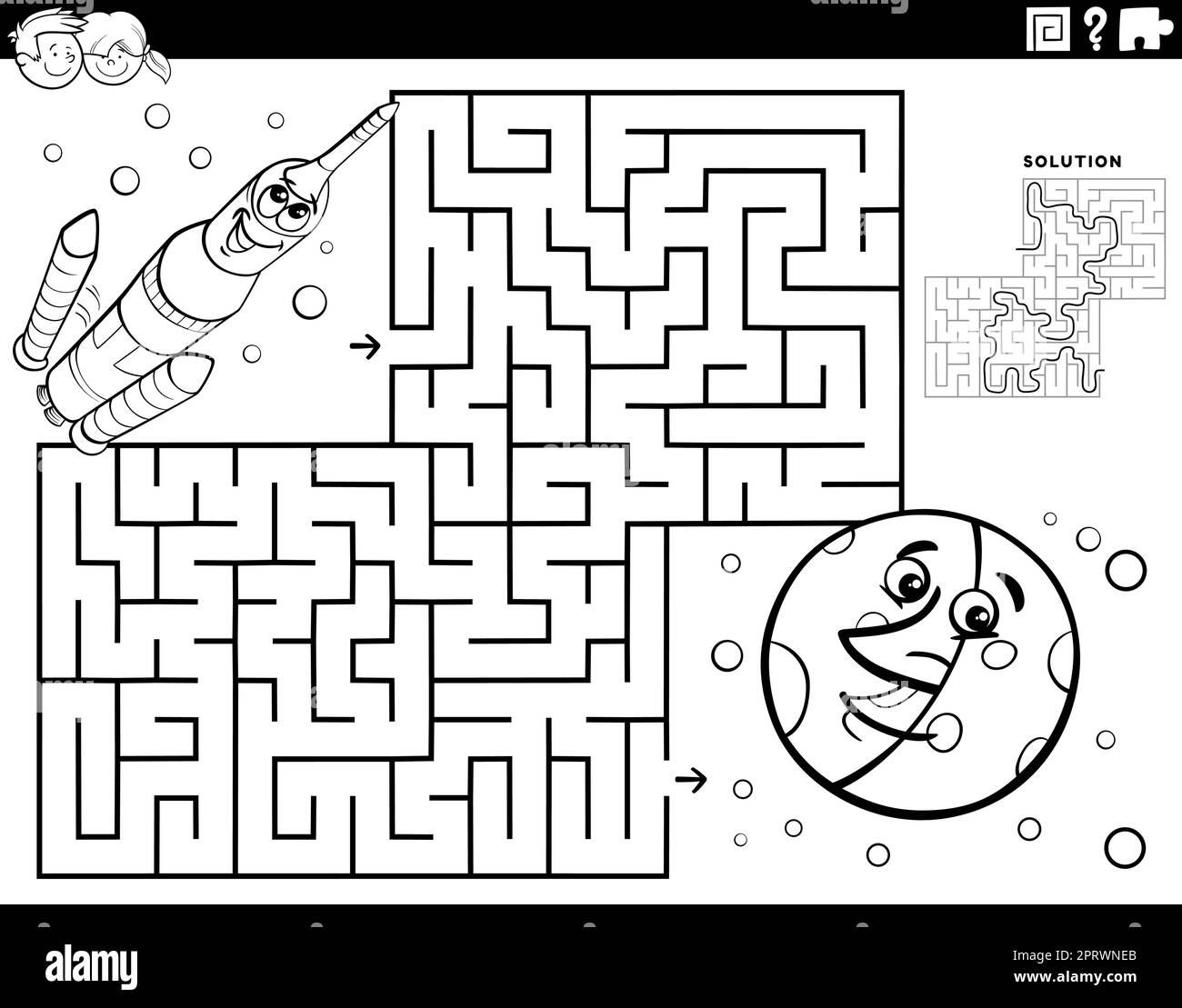 Rocket coloring page for preschool hi