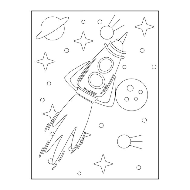 Premium vector space coloring pages for kids