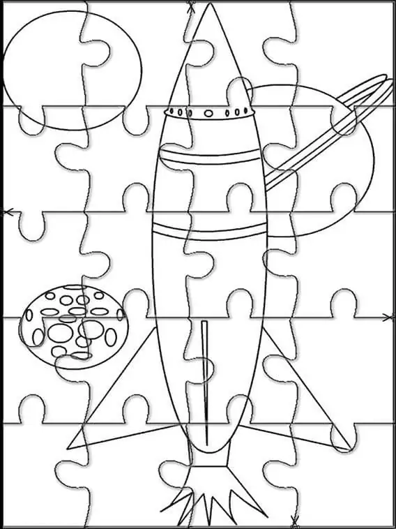 Rocket ship jigsaw puzzle coloring page